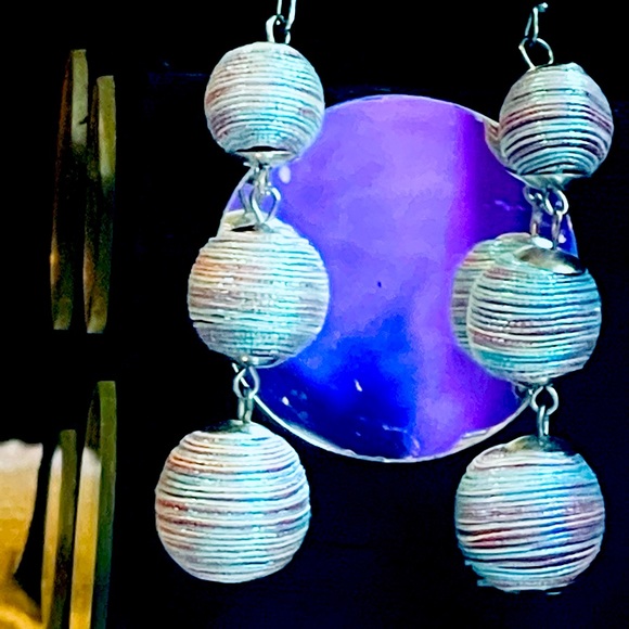 Woven metallic thread earring multicolor LAST CALL - Picture 1 of 5